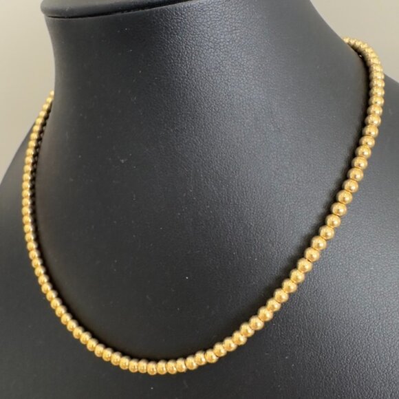 Vtg Lauren Ralph Lauren RL Gold Tone Metal Bead Ball Toggle Necklace - Picture 2 of 7